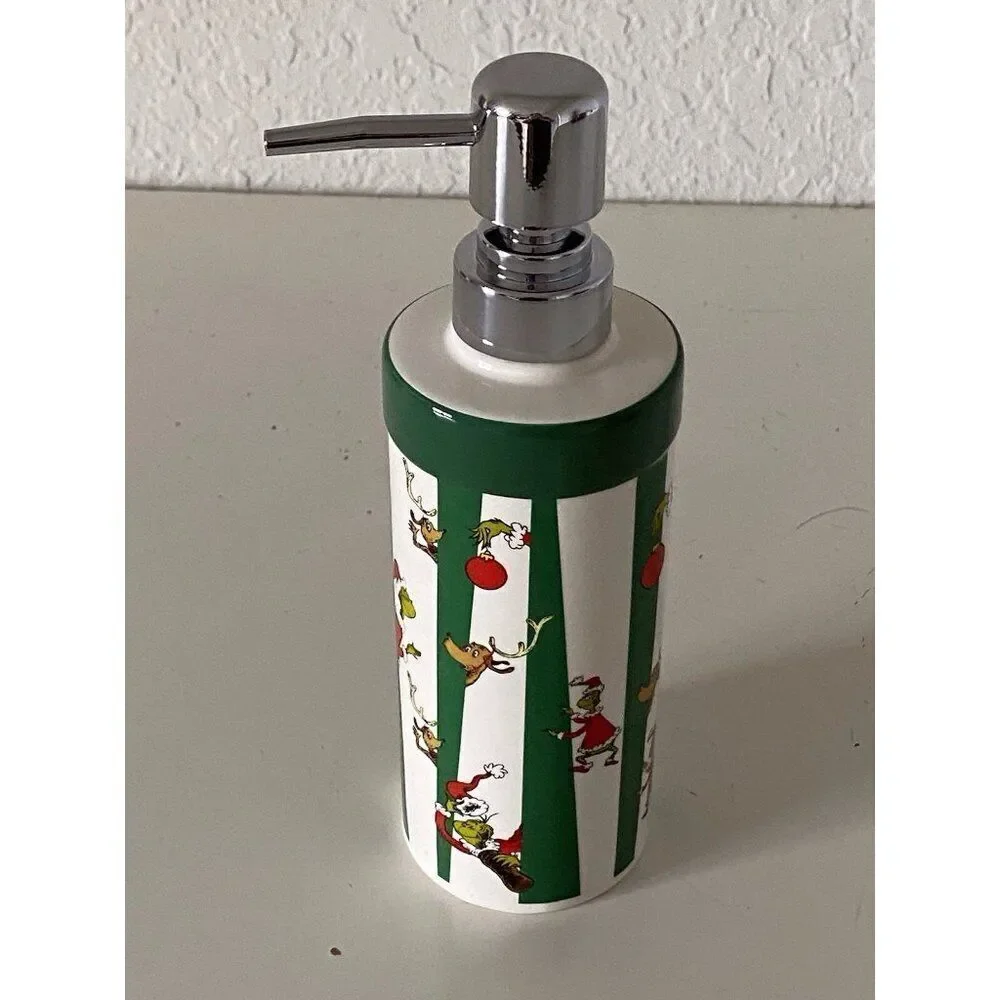 De. Seuss The Grinch And Max Ceramic Soap Dispenser Pump Christmas Ornaments NEW